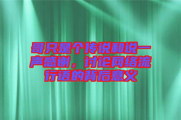 哥只是個傳說和說一聲感謝,討論網(wǎng)絡(luò)流行語的背后意義