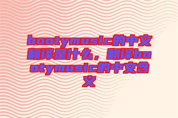 bootymusic的中文翻譯是什么，翻譯bootymusic的中文含義