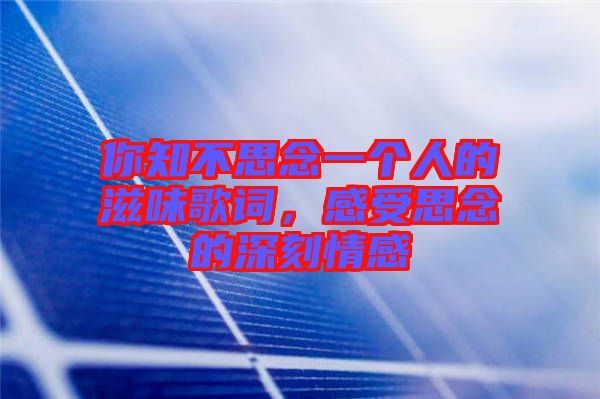 你知不思念一個人的滋味歌詞，感受思念的深刻情感
