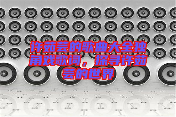 許茹蕓的歌曲大全獨角戲歌詞，探尋許茹蕓的世界