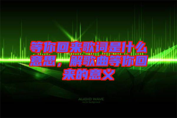 等你回來(lái)歌詞是什么意思,解歌曲等你回來(lái)的意義