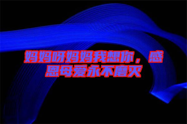 媽媽呀媽媽我想你，感恩母愛永不磨滅