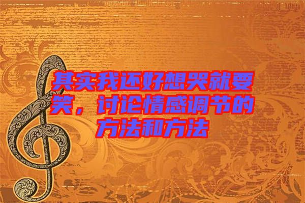其實我還好想哭就要笑,討論情感調節的方法和方法