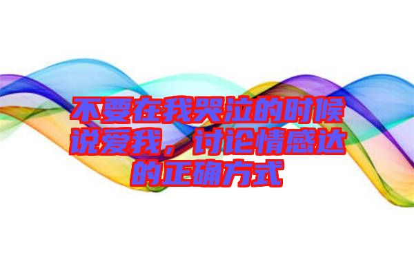 不要在我哭泣的時(shí)候說愛我,討論情感達(dá)的正確方式
