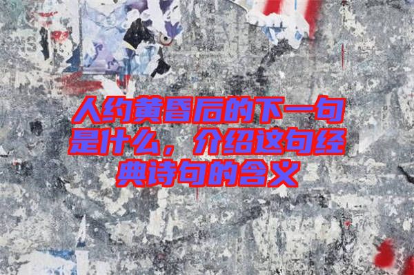 人約黃昏后的下一句是什么，介紹這句經典詩句的含義