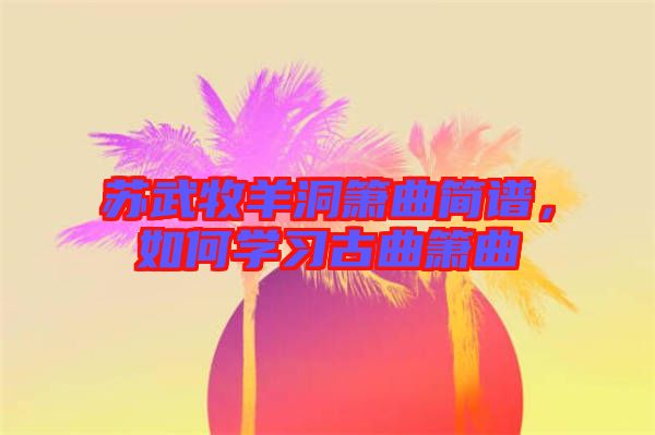 蘇武牧羊洞簫曲簡譜,如何學習古曲簫曲