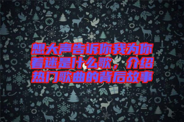 想大聲告訴你我為你著迷是什么歌，介紹熱門歌曲的背后故事