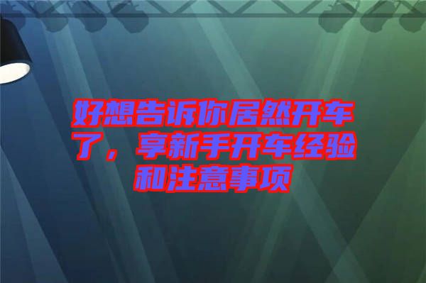 好想告訴你居然開車了，享新手開車經驗和注意事項