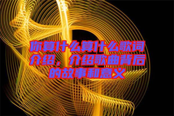 你算什么算什么歌詞介紹，介紹歌曲背后的故事和意義
