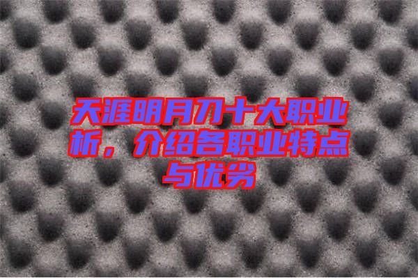 天涯明月刀十大職業析，介紹各職業特點與優劣