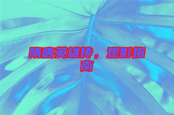 隋唐英雄傳，觀影指南