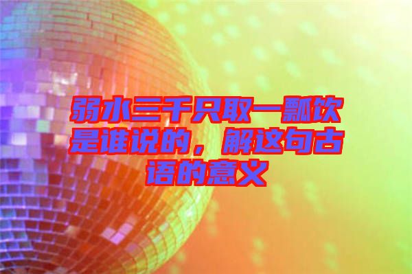 弱水三千只取一瓢飲是誰說的，解這句古語的意義