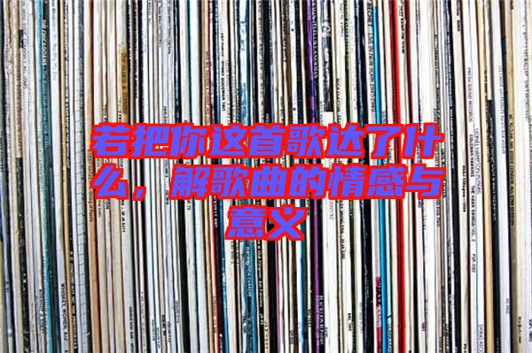 若把你這首歌達了什么，解歌曲的情感與意義