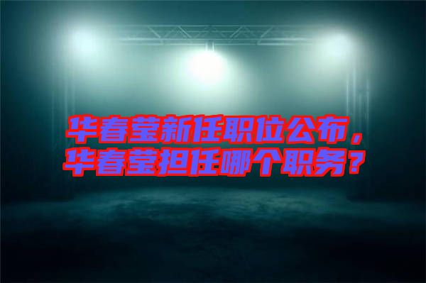 華春瑩新任職位公布，華春瑩擔(dān)任哪個(gè)職務(wù)？