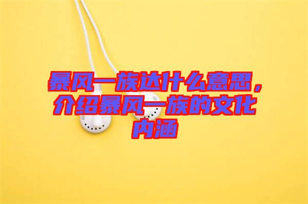 暴風一族達什么意思，介紹暴風一族的文化內(nèi)涵