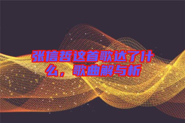 張信哲這首歌達(dá)了什么,歌曲解與析