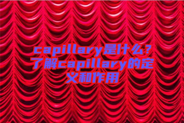 capillary是什么？了解capillary的定義和作用
