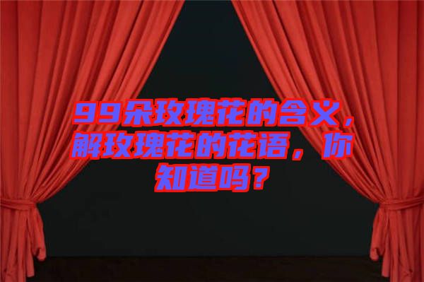 99朵玫瑰花的含義，解玫瑰花的花語，你知道嗎？