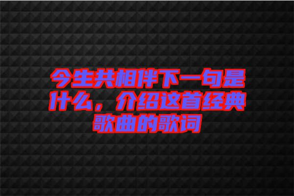 今生共相伴下一句是什么，介紹這首經(jīng)典歌曲的歌詞
