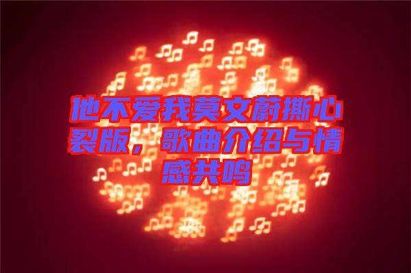 他不愛我莫文蔚撕心裂版,歌曲介紹與情感共鳴