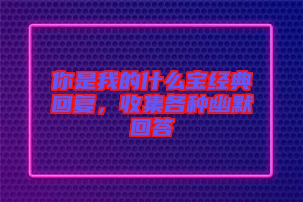 你是我的什么寶經(jīng)典回復(fù),收集各種幽默回答