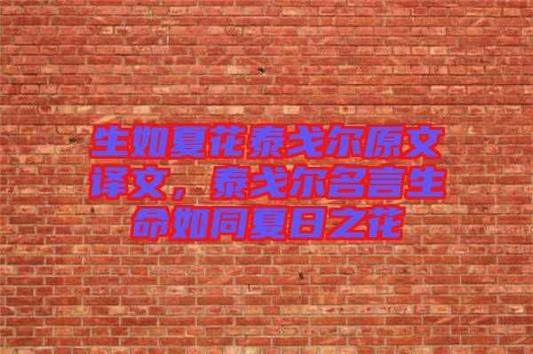 生如夏花泰戈?duì)栐淖g文,泰戈?duì)柮陨缤娜罩? width=