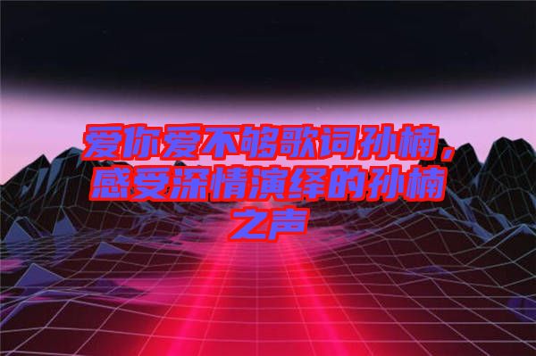 愛你愛不夠歌詞孫楠，感受深情演繹的孫楠之聲