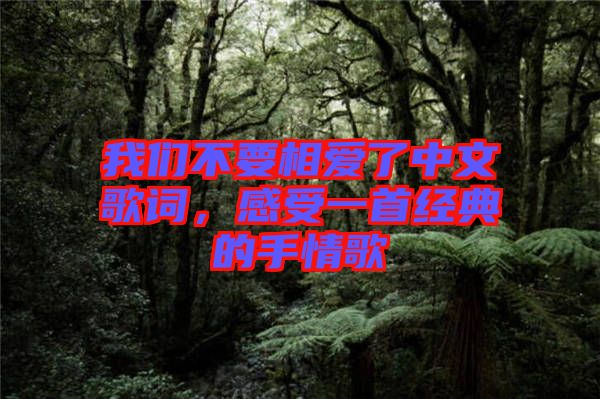 我們不要相愛了中文歌詞，感受一首經典的手情歌