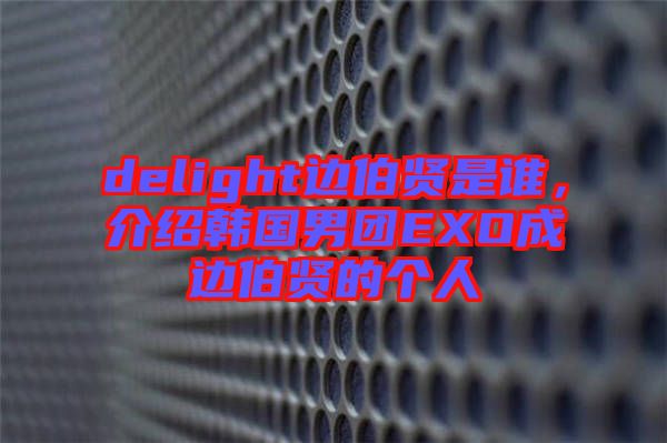delight邊伯賢是誰,介紹韓國男團(tuán)EXO成邊伯賢的個人