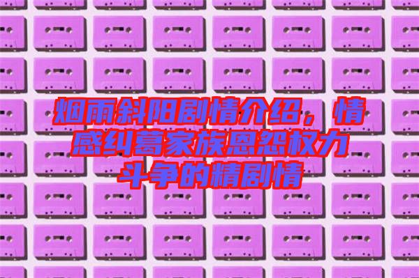 煙雨斜陽劇情介紹,情感糾葛家族恩怨權(quán)力斗爭的精劇情