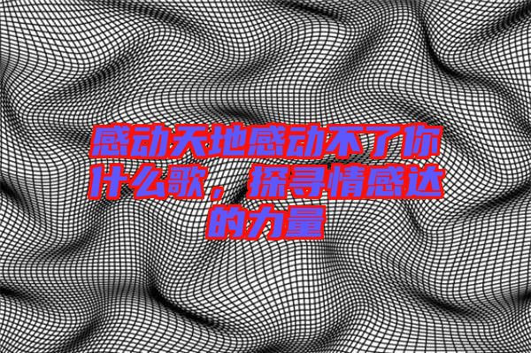 感動天地感動不了你什么歌，探尋情感達的力量