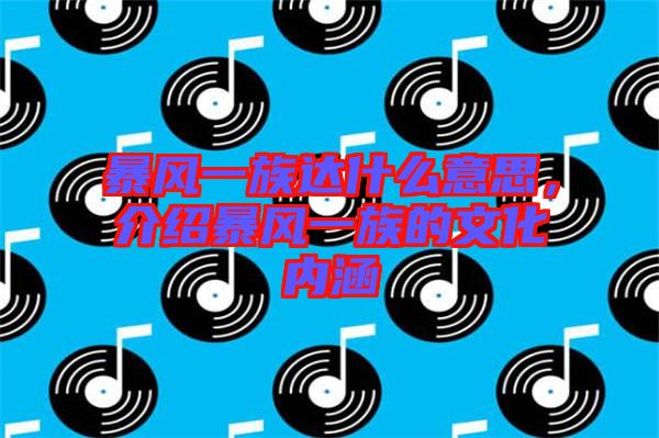暴風一族達什么意思，介紹暴風一族的文化內涵