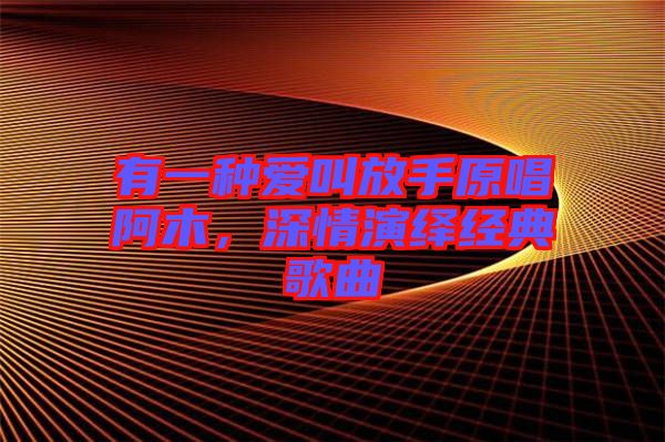 有一種愛叫放手原唱阿木，深情演繹經典歌曲