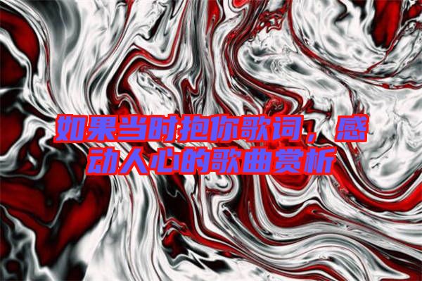 如果當(dāng)時(shí)抱你歌詞,感動(dòng)人心的歌曲賞析