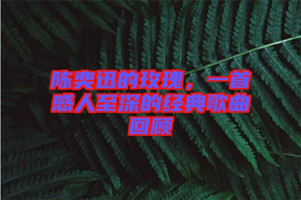 陳奕迅的玫瑰,一首感人至深的經(jīng)典歌曲回顧