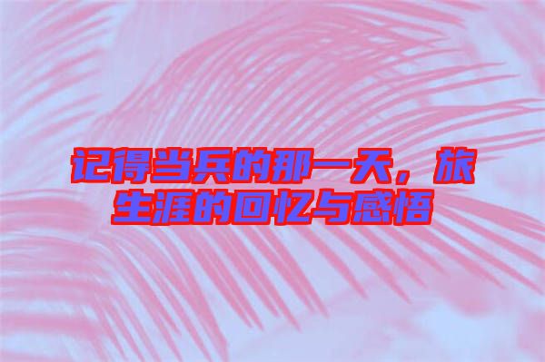 記得當(dāng)兵的那一天,旅生涯的回憶與感悟