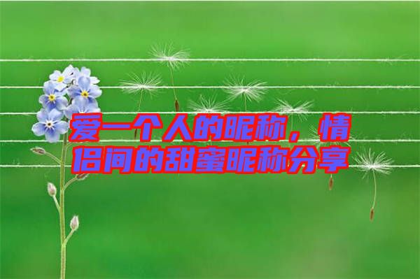 愛一個人的昵稱，情侶間的甜蜜昵稱分享