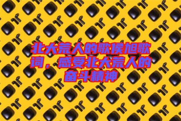 北大荒人的歌侯旭歌詞，感受北大荒人的奮斗精神