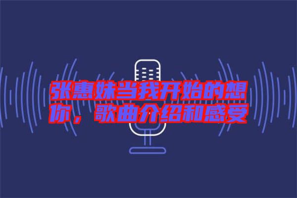 張惠妹當(dāng)我開始的想你,歌曲介紹和感受