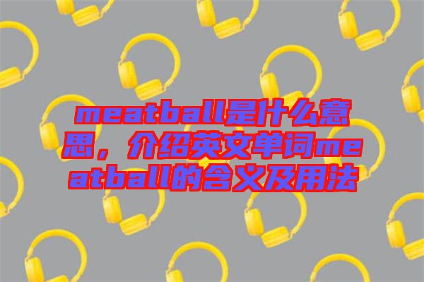 meatball是什么意思，介紹英文單詞meatball的含義及用法