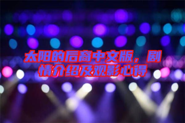 太陽(yáng)的后裔中文版,劇情介紹及觀影心得