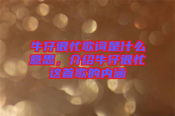 牛仔很忙歌詞是什么意思，介紹牛仔很忙這首歌的內涵