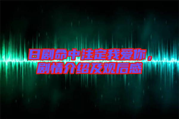 日劇命中注定我愛你，劇情介紹及觀后感