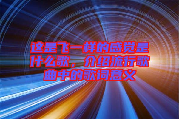 這是飛一樣的感覺是什么歌，介紹流行歌曲中的歌詞意義