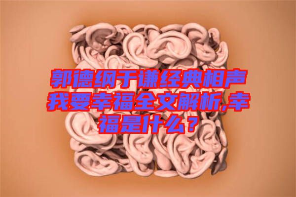 郭德綱于謙經典相聲我要幸福全文解析,幸福是什么？