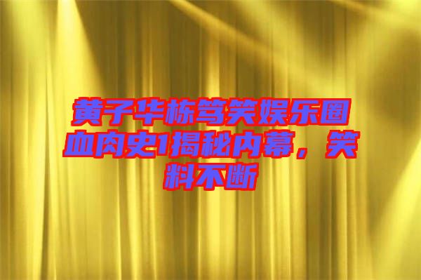 黃子華棟篤笑娛樂圈血肉史1揭秘內幕，笑料不斷