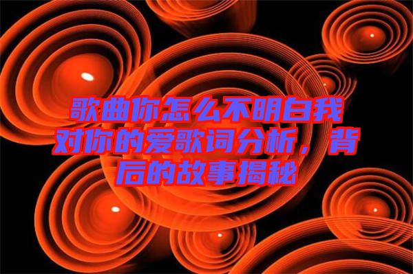 歌曲你怎么不明白我對(duì)你的愛歌詞分析,背后的故事揭秘