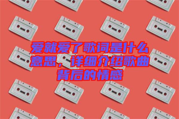 愛就愛了歌詞是什么意思，詳細介紹歌曲背后的情感