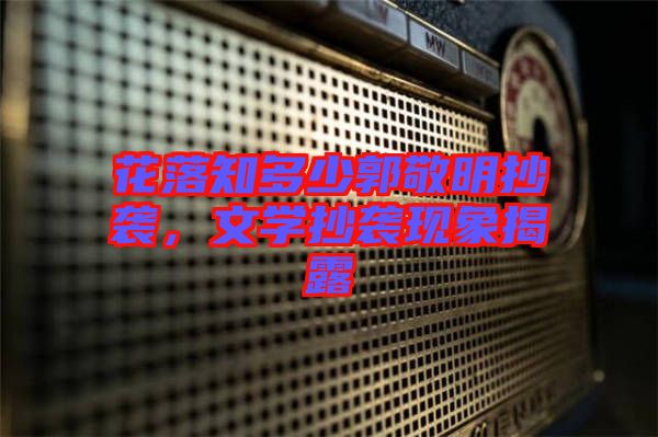 花落知多少郭敬明抄襲,文學抄襲現象揭露