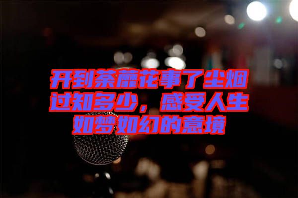 開到荼蘼花事了塵煙過知多少，感受人生如夢如幻的意境